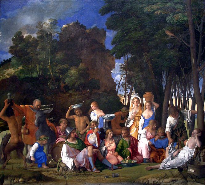 Bellini and Titian's "The Feast of the Gods," 1514/1529, in the National Gallery of Art. Bellini and Titian's "The Feast of the Gods," 1514/1529, in the National Gallery of Art.