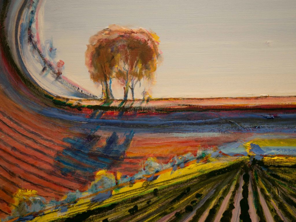 Wayne Thiebaud, Levee Reservoir, 2017, oil on canvas, 30 x 40 inches